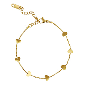 Pulseras Acero Inox coraz&oacute;n Dorado