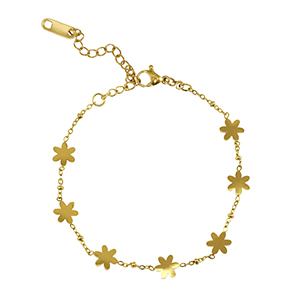 Pulseras Acero Inox flor Dorado