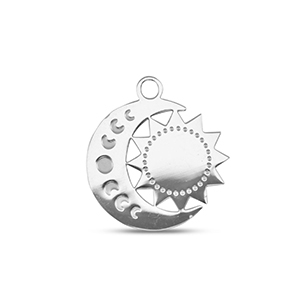 Colgantes Acero Inox luna y sol Plateado