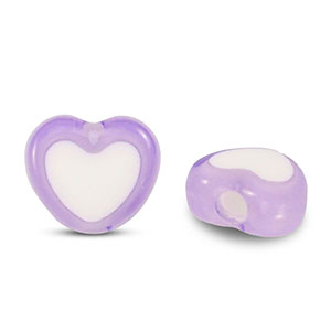 Abalorios acr&iacute;licos coraz&oacute;n Morado