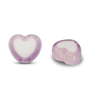 Abalorios acr&iacute;licos coraz&oacute;n Lila