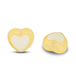 Abalorios acr&iacute;licos coraz&oacute;n Amarillo-blanco