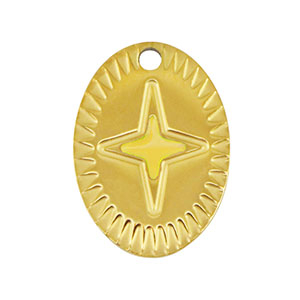 Colgantes Acero Inox oval estrella Dorado-amarillo