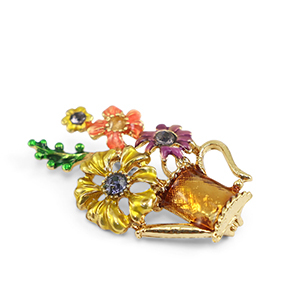 Broches flores en regadera Multicolore-dorado