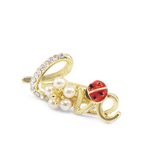 Broches "love" Rojo-blanco-dorado