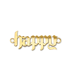 Colgantes Acero Inox entrepieza ''happy'' Dorado