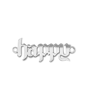 Colgantes Acero Inox entrepieza ''happy'' Plateado