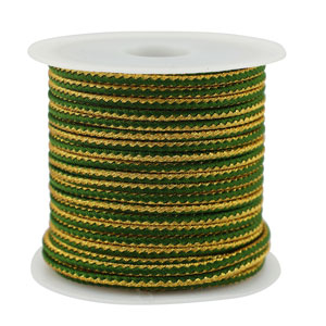 Cord&oacute;n trenzado trendy 2.3mm Verde musgo-dorado