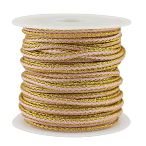 Cord&oacute;n trenzado trendy 2.3mm Rosa claro-dorado