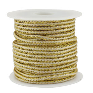 Cord&oacute;n trenzado trendy 2.3mm Blancuzco-dorado