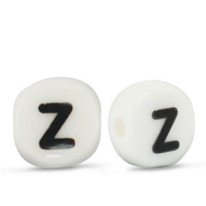 Abalorios letras de cer&aacute;mica Z Blanco-negro