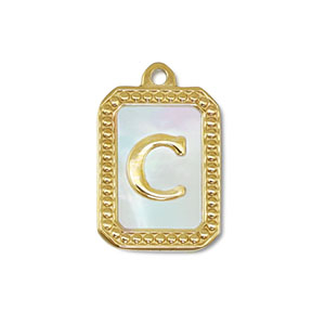 Colgante Acero Inox concha letra C Dorado-blanco (color natural)