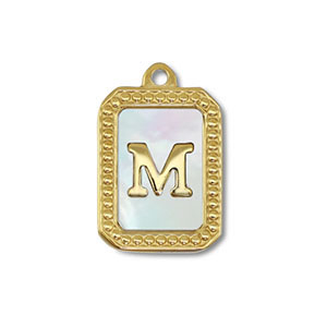 Colgante Acero Inox concha letra M Dorado-blanco (color natural)