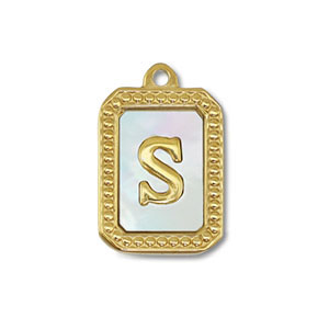 Colgante Acero Inox concha letra S Dorado-blanco (color natural)