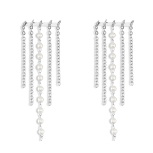 Pendientes Acero Inox con imitaci&oacute;n de perlas Plateado