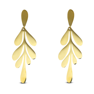 Pendientes Acero Inox hoja Dorado