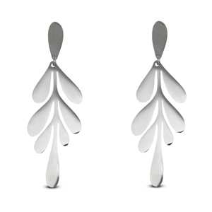Pendientes Acero Inox hoja Plateado
