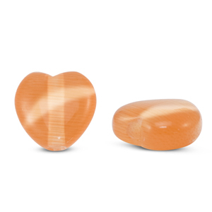 Abalorios de cristal Ojo de gato corazon Naranja