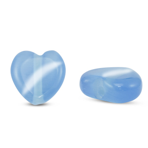 Abalorios de cristal Ojo de gato corazon Azul