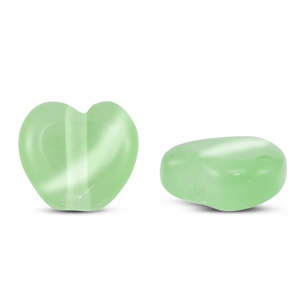 Abalorios de cristal Ojo de gato corazon Verde claro