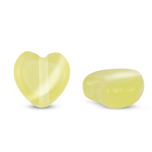 Abalorios de cristal Ojo de gato corazon Amarillo