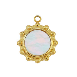 Colgante Acero Inox concha sol Dorado-blanco (color natural)
