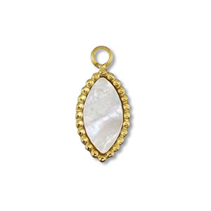 Colgante Acero Inox concha ovalado Dorado-blanco (color natural)