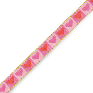 Cinta con texto corazon Rosado-rojo-dorado