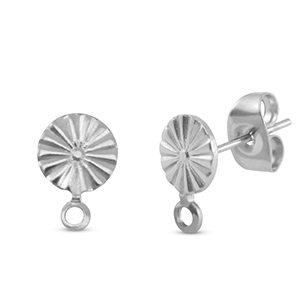 Fornituras Acero Inox pendientes redondo con anilla Plateado