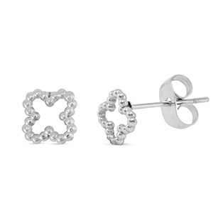 Pendientes Acero tr&eacute;bol Plateado
