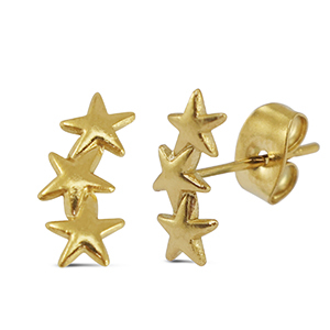 Pendientes Acero Inox estrella Dorado