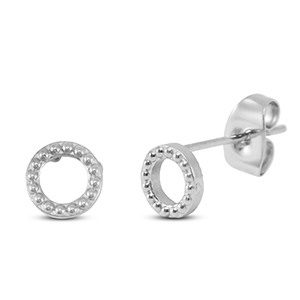 Pendientes Acero Inox redondo Plateado