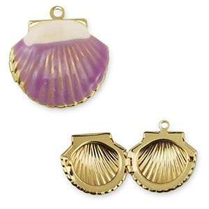 Metal TQ lat&oacute;n colgante conchas Dorado-p&uacute;rpura