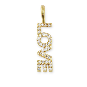 Metal TQ lat&oacute;n colgante zirconia "love" Dorado