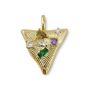 Metal TQ lat&oacute;n colgante zirconia tri&aacute;ngulo Dorado-multicolor