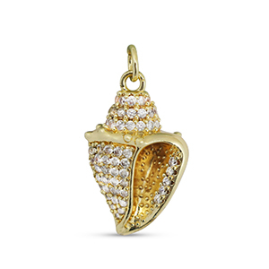 Metal TQ lat&oacute;n colgante zirconia conchas Dorado