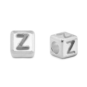 Abalorios letras met&aacute;licos DQ Z Plata vieja (sin n&iacute;quel)