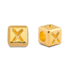 Abalorios letras met&aacute;licos DQ X Dorado (sin n&iacute;quel)