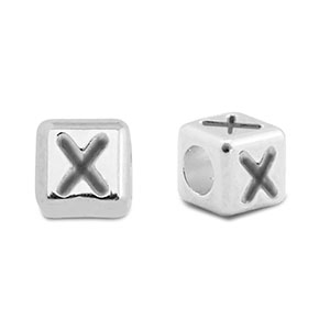 Abalorios letras met&aacute;licos DQ X Plata vieja (sin n&iacute;quel)