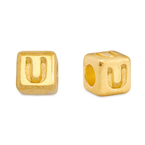 Abalorios letras met&aacute;licos DQ U Dorado (sin n&iacute;quel)