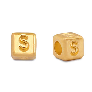 Abalorios letras met&aacute;licos DQ S Dorado (sin n&iacute;quel)