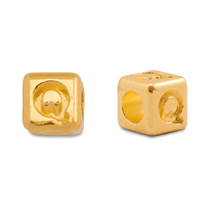 Abalorios letras met&aacute;licos DQ Q Dorado (sin n&iacute;quel)