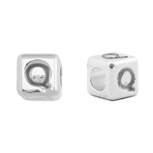 Abalorios letras met&aacute;licos DQ Q Plata vieja (sin n&iacute;quel)