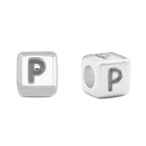 Abalorios letras met&aacute;licos DQ P Plata vieja (sin n&iacute;quel)