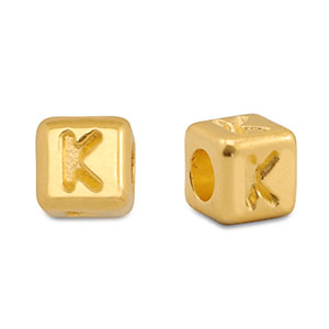 Abalorios letras met&aacute;licos DQ K Dorado (sin n&iacute;quel)