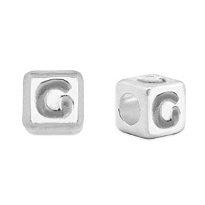 Abalorios letras met&aacute;licos DQ G Plata vieja (sin n&iacute;quel)