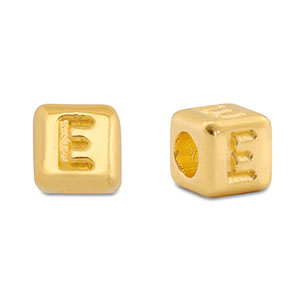 Abalorios letras met&aacute;licos DQ E Dorado (sin n&iacute;quel)