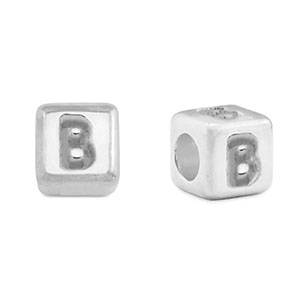 Abalorios letras met&aacute;licos DQ B Plata vieja (sin n&iacute;quel)