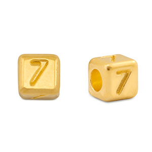 Abalorios letras met&aacute;licos DQ 7 Dorado (sin n&iacute;quel)