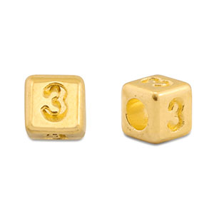 Abalorios letras met&aacute;licos DQ 3 Dorado (sin n&iacute;quel)